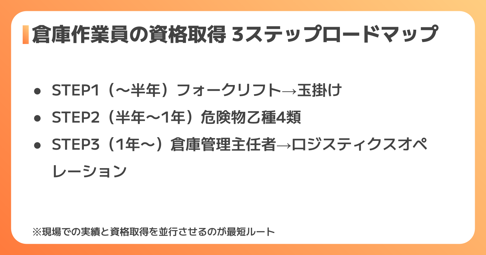 倉庫作業の資格取得ロードマップ