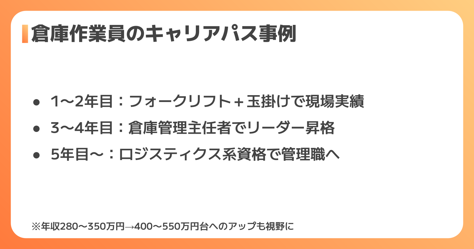 倉庫作業からキャリアアップ・転職を実現するイメージ
