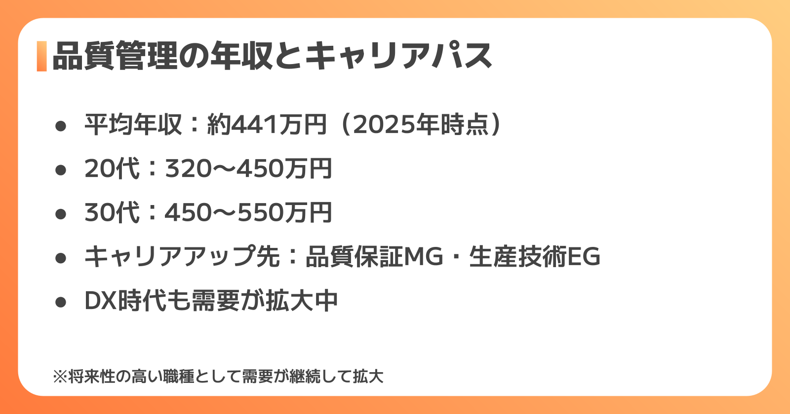 品質管理のキャリアパスと年収・将来性
