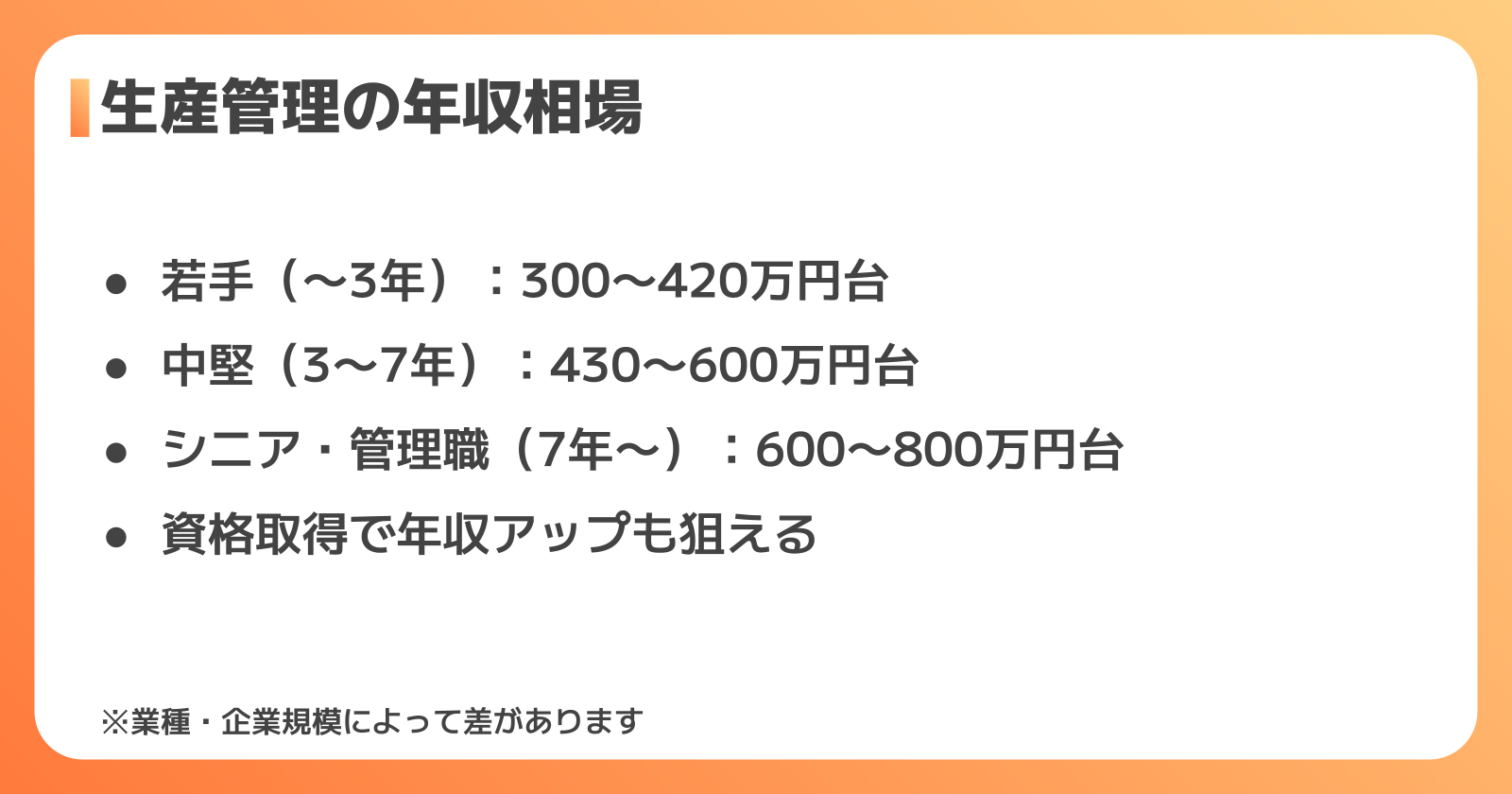 生産管理の年収相場
