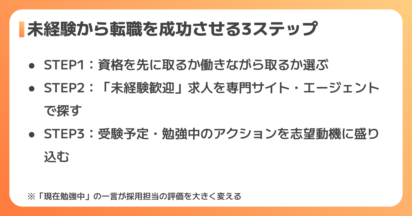 未経験から転職成功の3ステップ