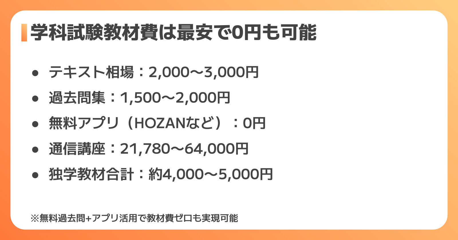 学科試験の教材費