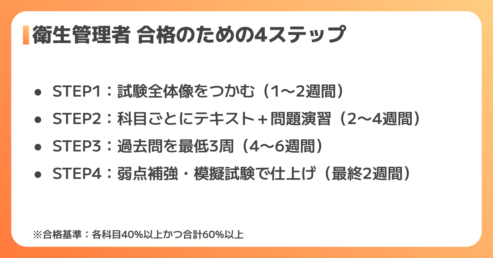 工場勤務者の衛生管理者 効率的な勉強法4ステップ
