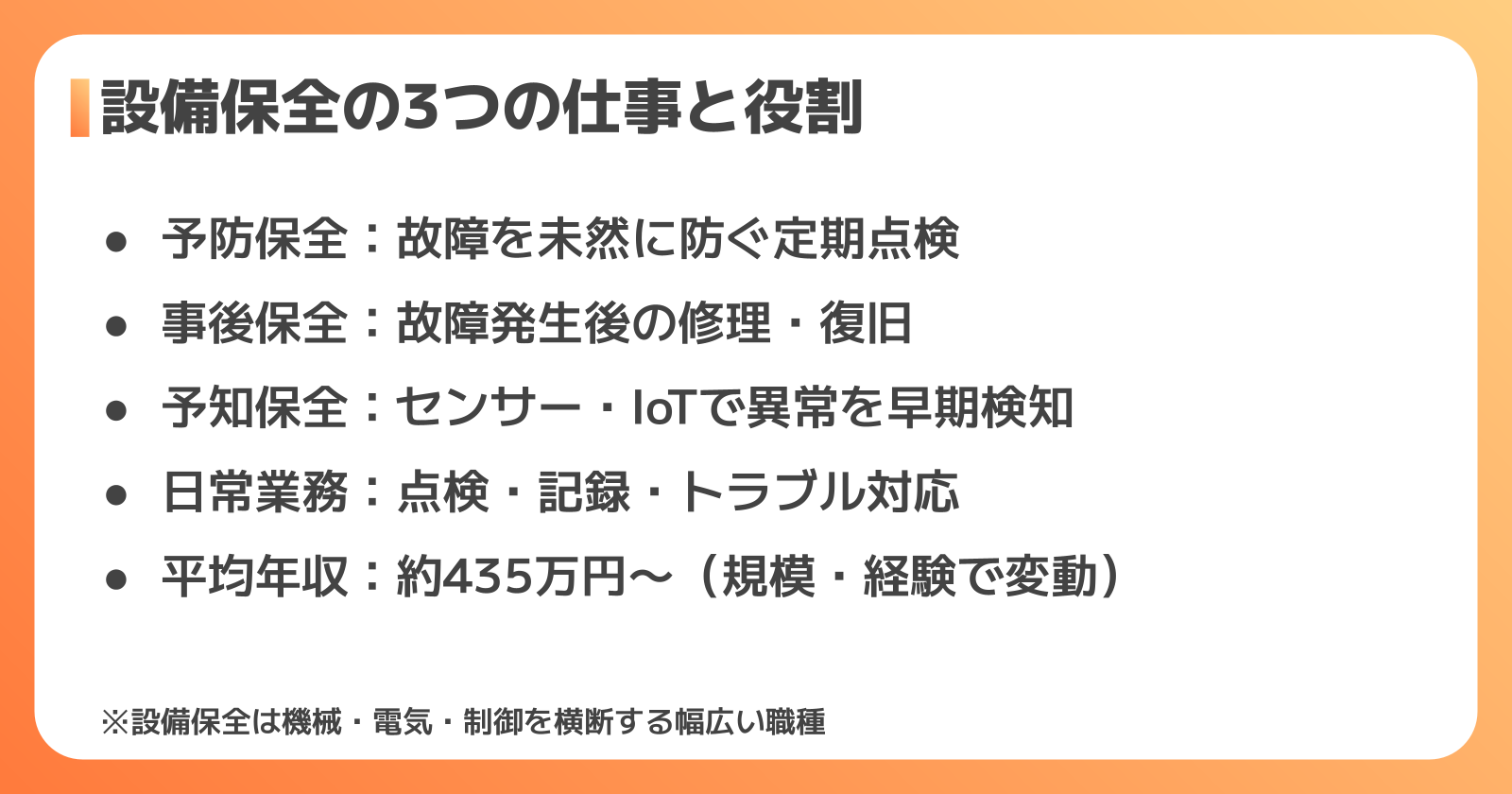 設備保全の仕事内容