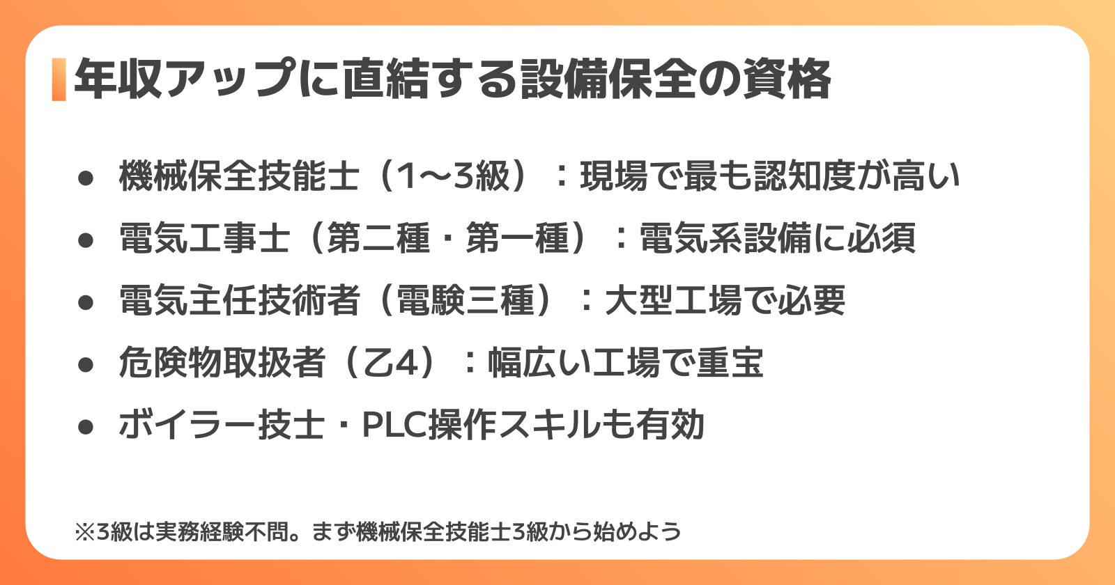 設備保全に役立つ資格5選
