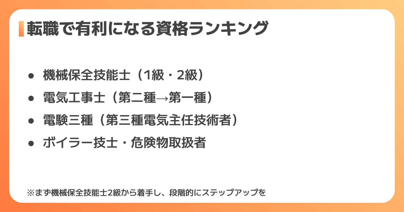 設備保全の転職で有利になる資格
