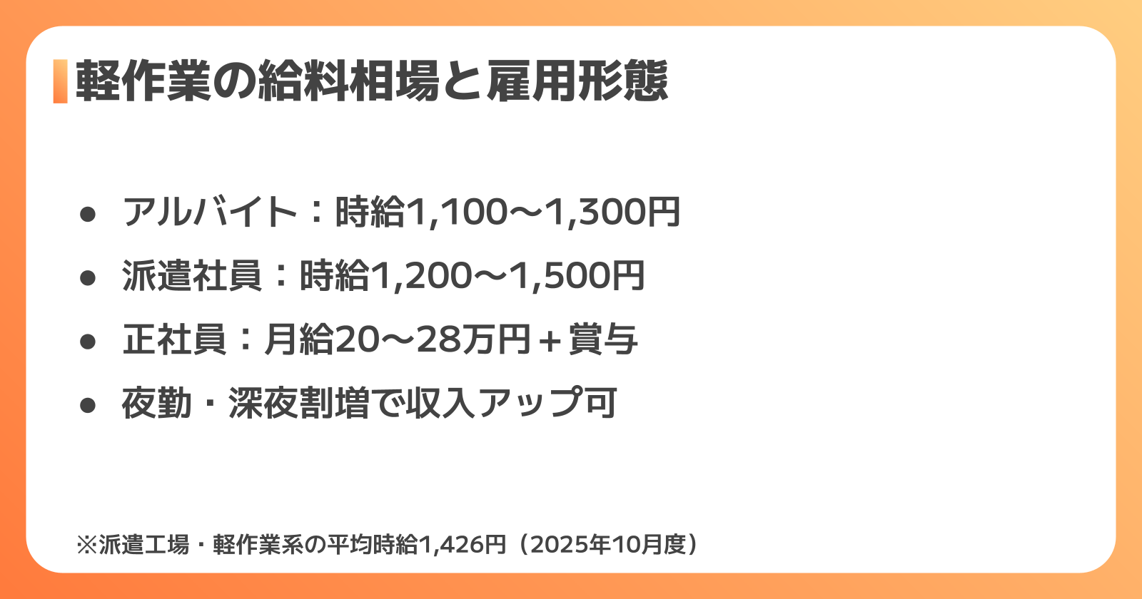軽作業の給料相場と雇用形態