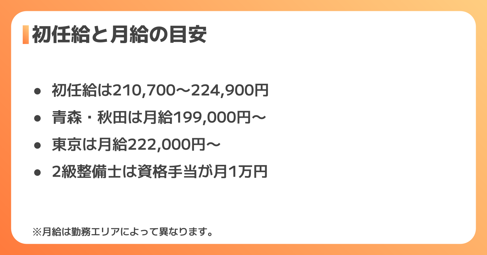 初任給と月給の目安|エリア・資格・賞与で変わる給与