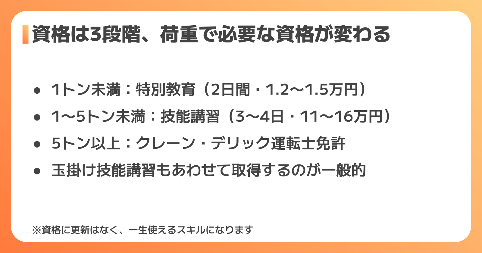 クレーン資格の比較と取得ステップ