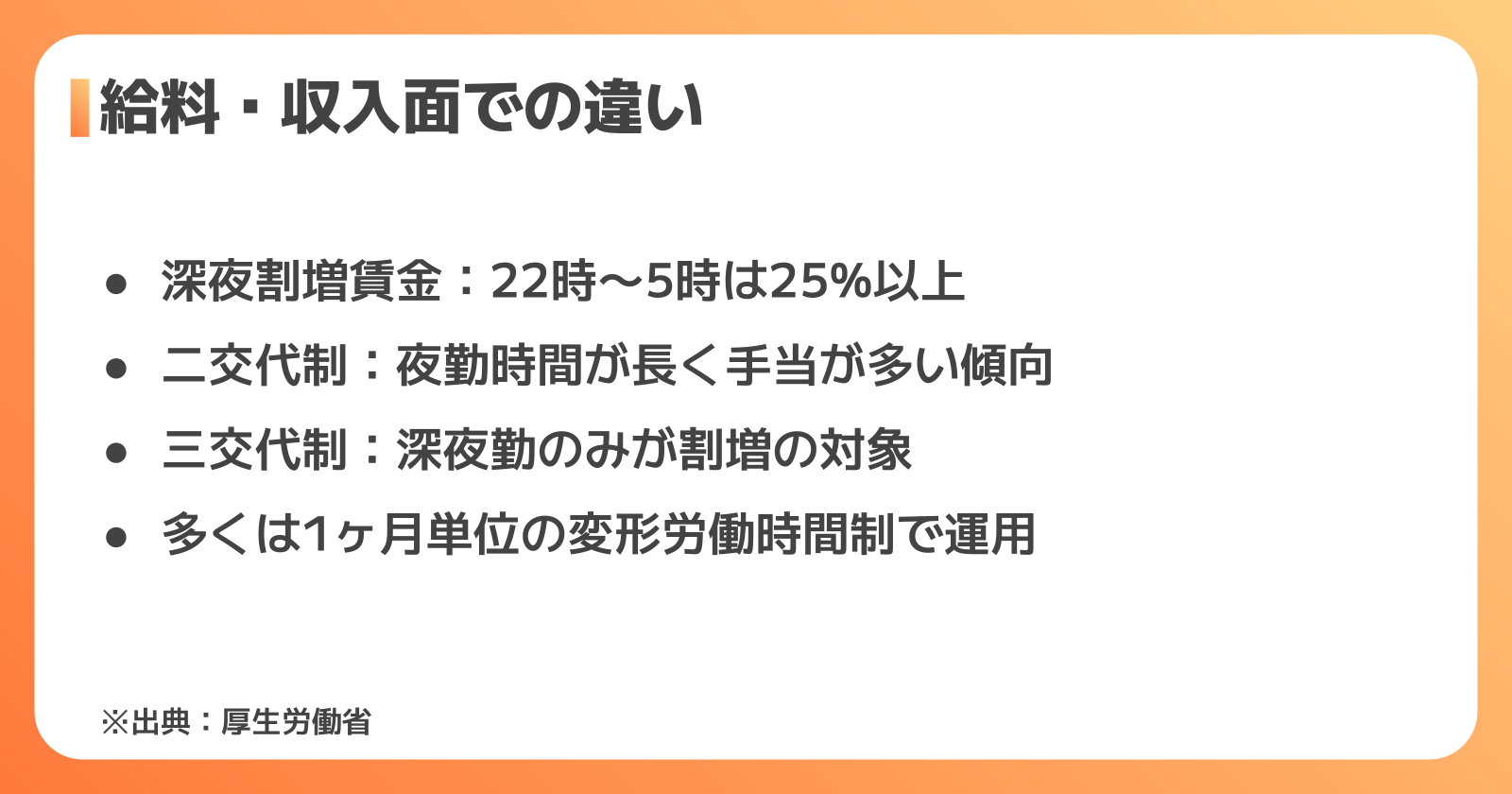 二交代制と三交代制の給料・収入の違い