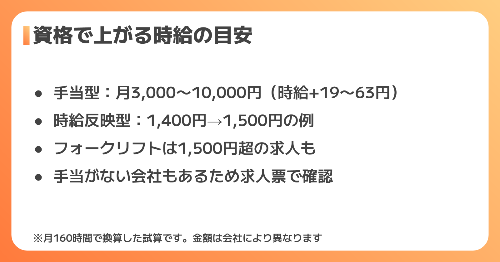 資格で上がる時給の目安