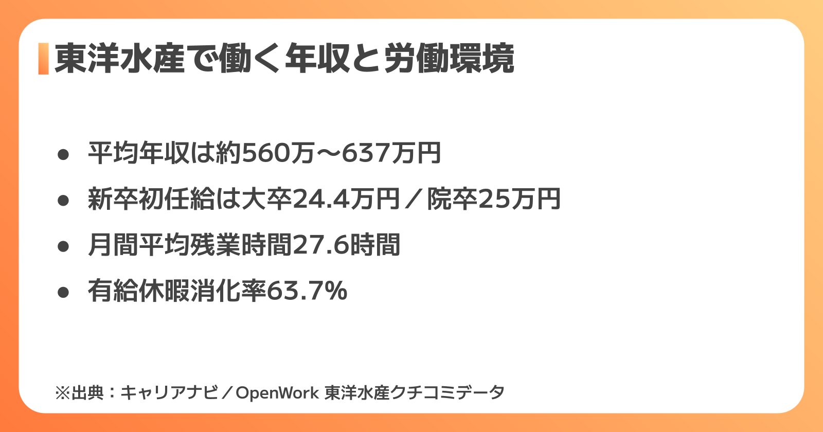 東洋水産の年収と労働環境