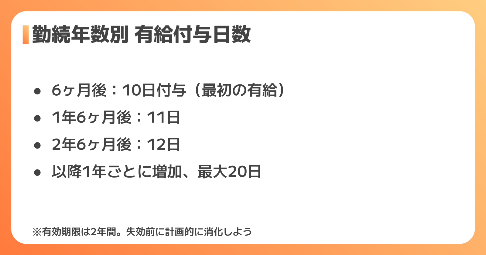 有給付与日数の早見表