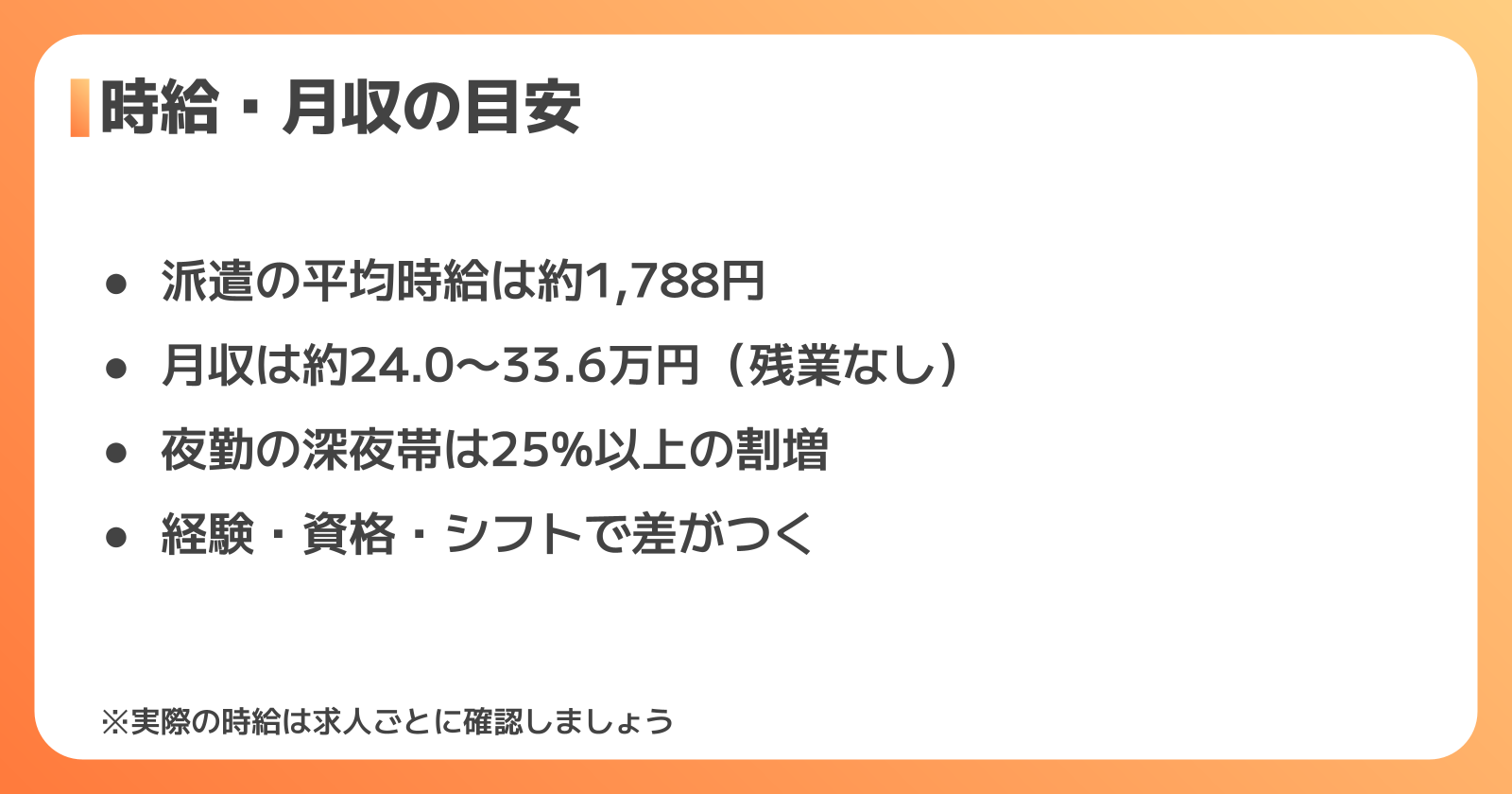 保全の派遣の時給と月収の目安