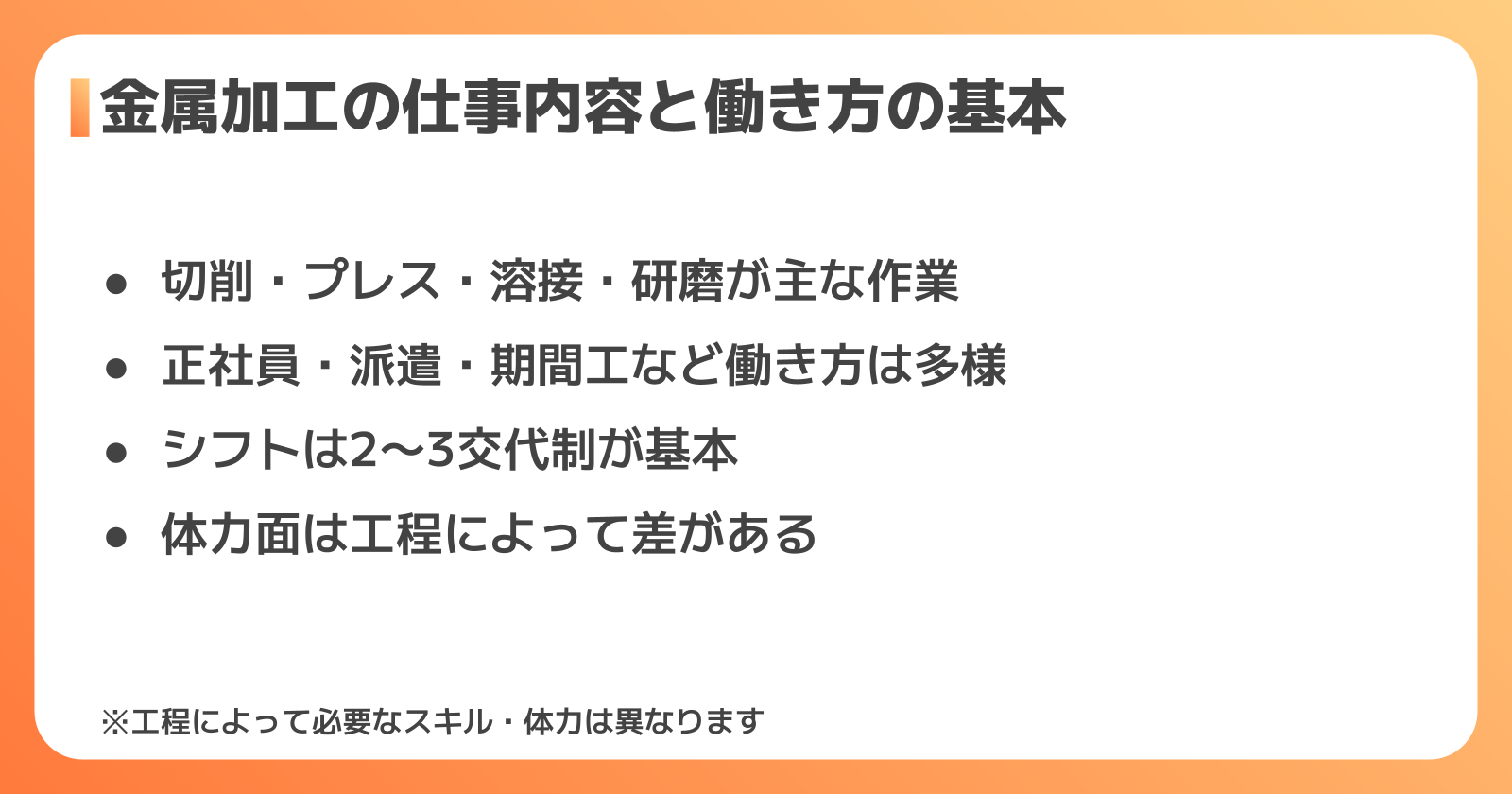 金属加工の仕事内容と働き方の基本