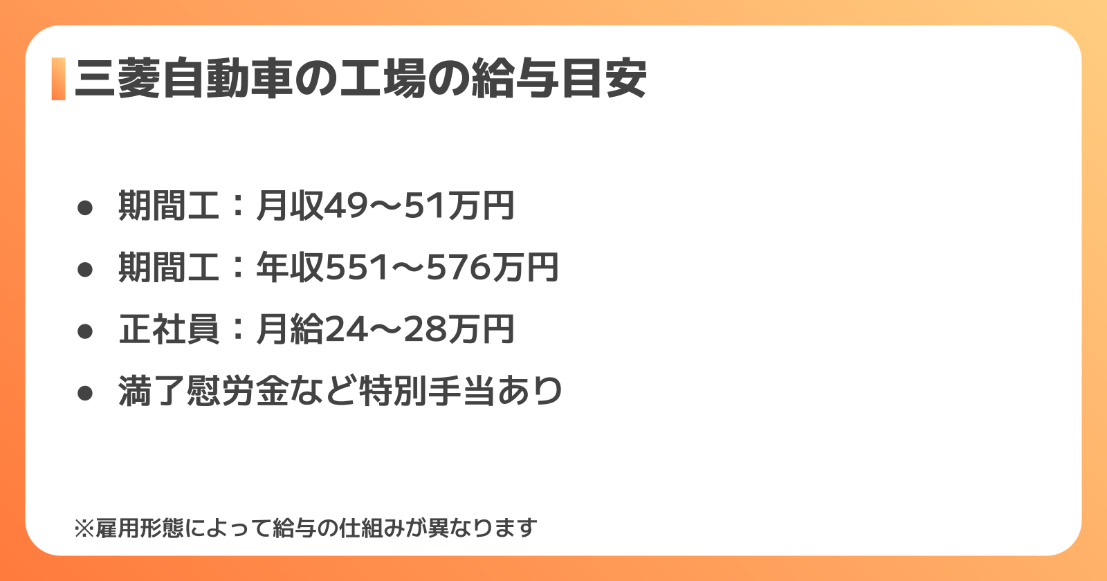 三菱自動車の工場で働く給与・年収のリアル
