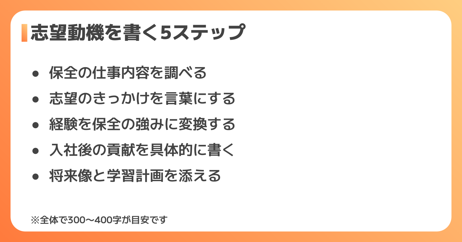志望動機を書く5ステップ