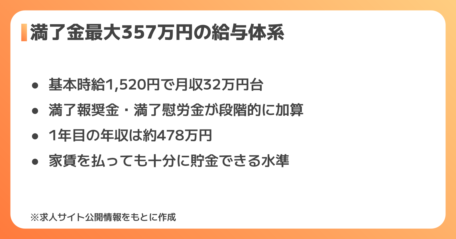満了金最大357万円の給与体系