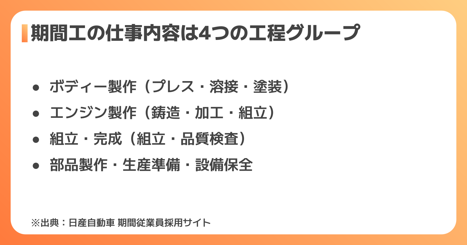工程別の仕事内容