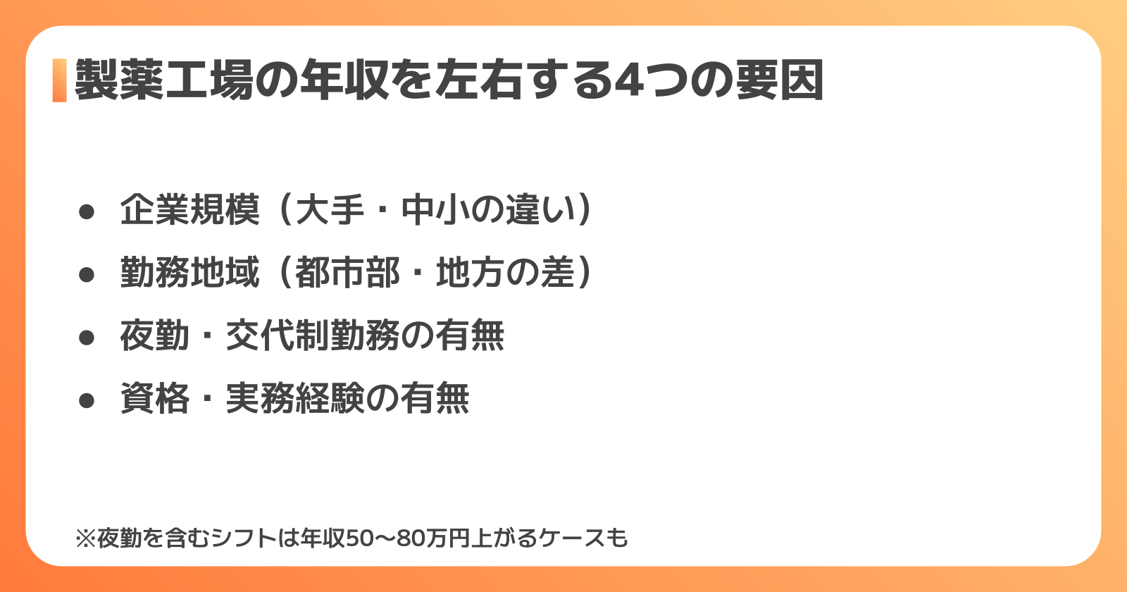 製薬工場の年収を左右する4つの要因