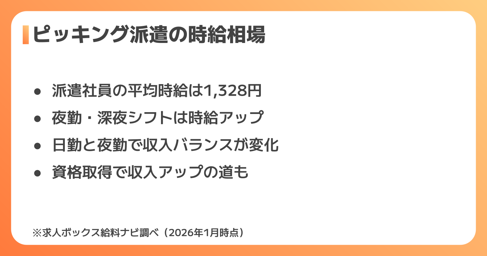 ピッキング派遣の時給相場