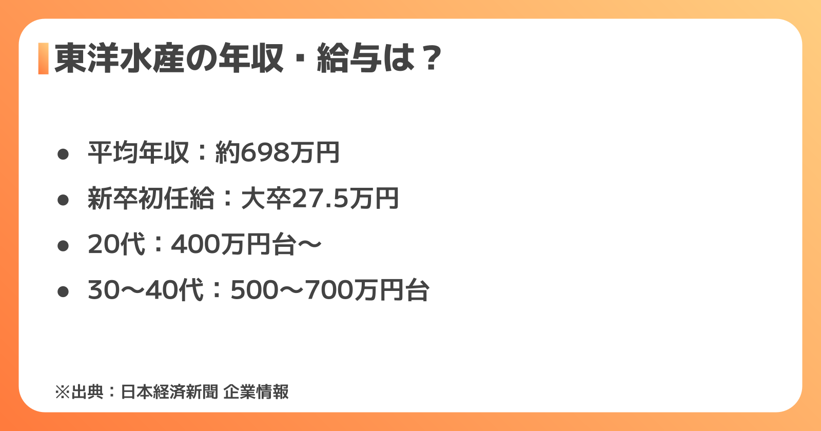 東洋水産の年収・給与のリアル