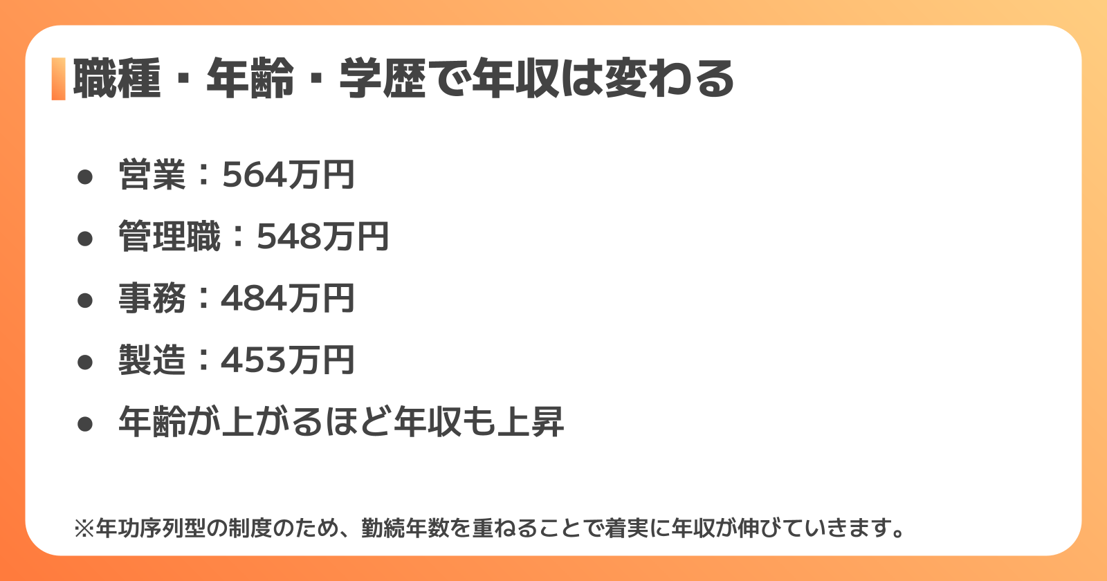 東洋水産の年収を左右する3つの要素(職種・年齢・学歴)
