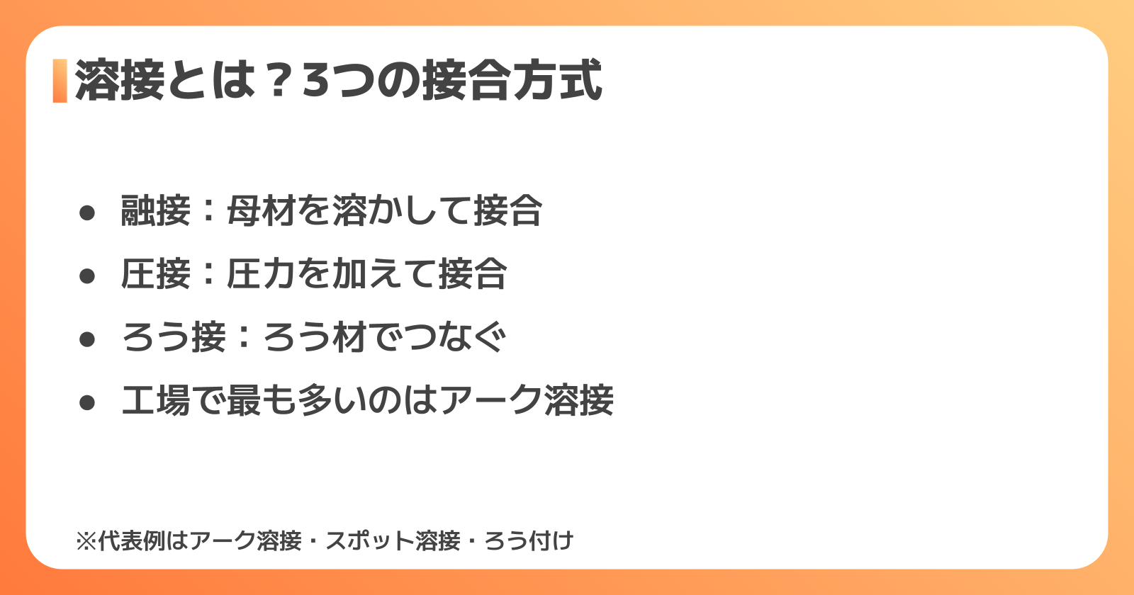 溶接とは?工場で使われる3つの接合方式と代表的な種類
